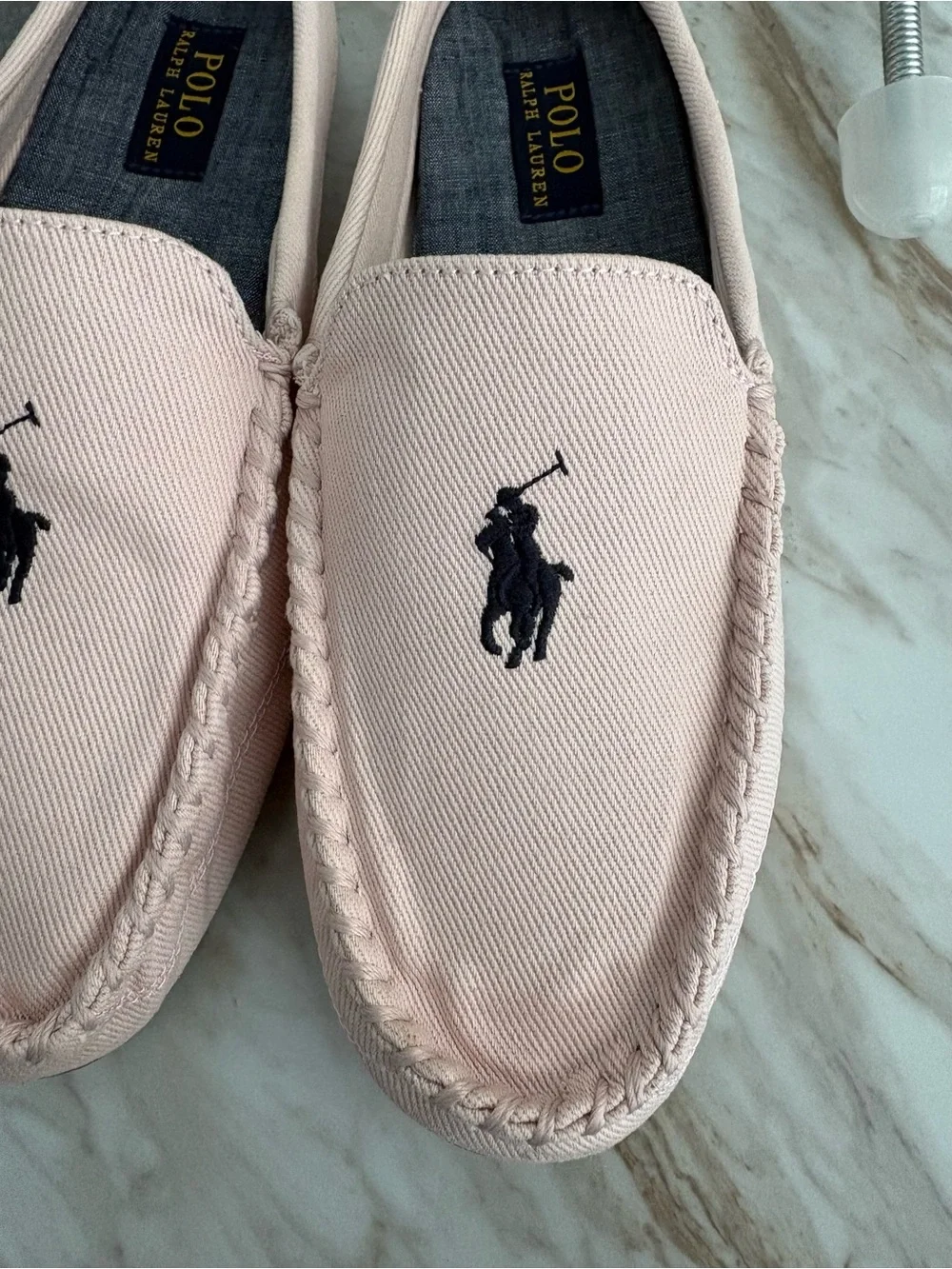 Polo Ralph Lauren Collins Mule or Dallington Twill Mule in a light pink/washed10